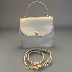 Elegant Vintage Beige Cowhide Small Crossbody Handbag